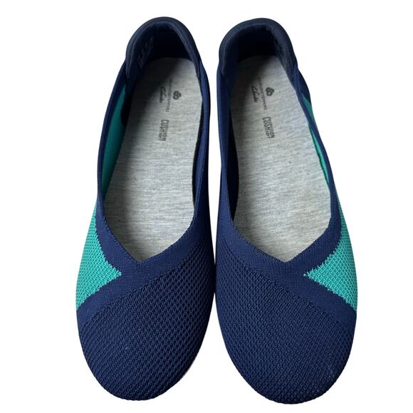 Womans Clarks cloudsteppers blue/green Carly wish ballet flats size 8.5M - Picture 2 of 9